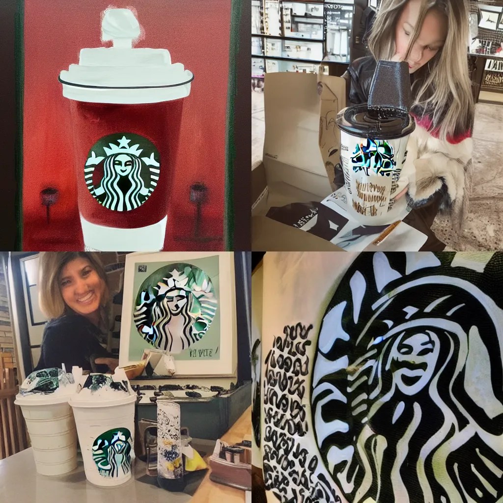 basic white girl buys starbucks, painted Stable Diffusion OpenArt