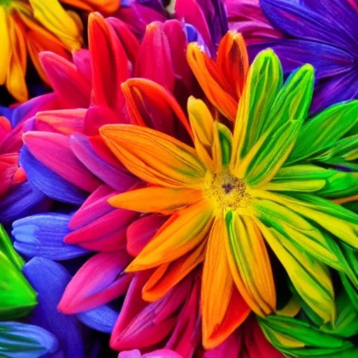rainbow colored flowers Stable Diffusion