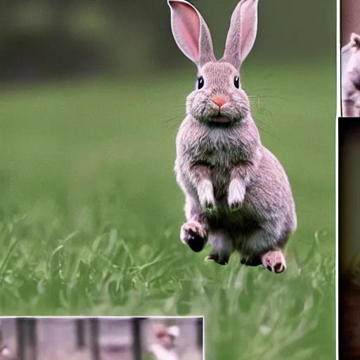 a video of a rabbit jumping up over a fence, shown as Stable Diffusion