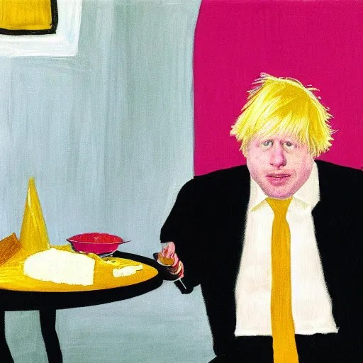 boris johnson eating cheese while in a velvet womb, by Stable
