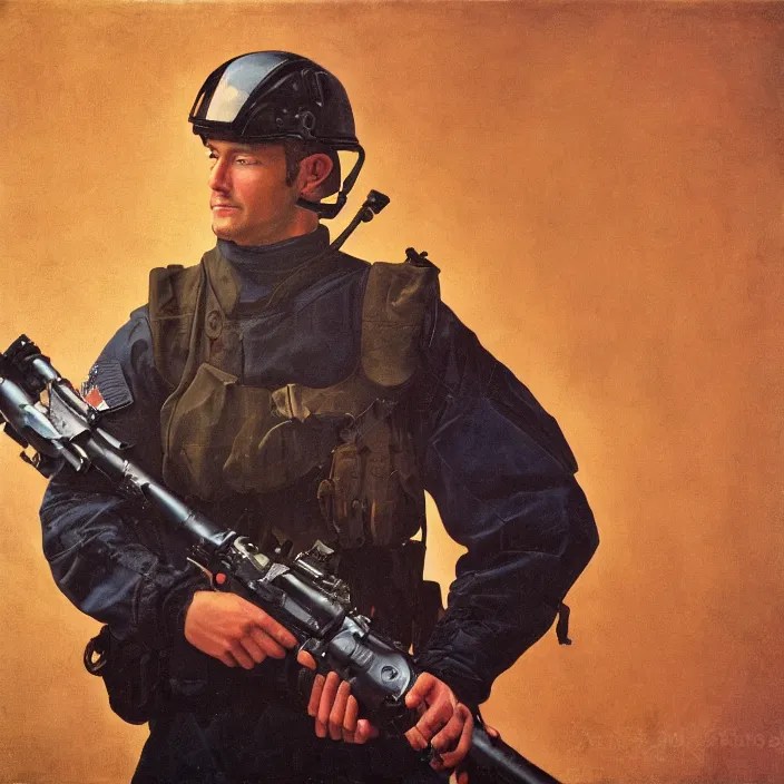 us navy seal on aircraft carrier, fine art portrait Stable Diffusion