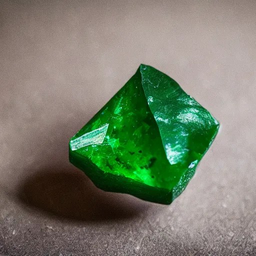 a cut polished emerald gemstone growing from a plant Stable Diffusion