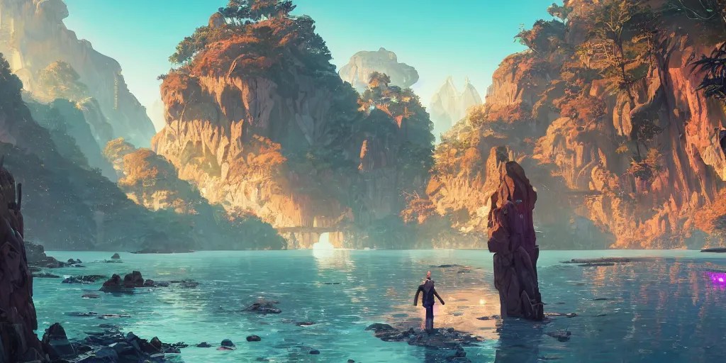 a gleaming crystal archipelago in gta v, stephen Stable Diffusion