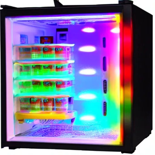 gaming refrigerator with colourful RGB lights, Stable Diffusion