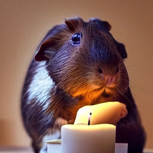 brown guinea pig holding a candle with jesus christ Stable Diffusion