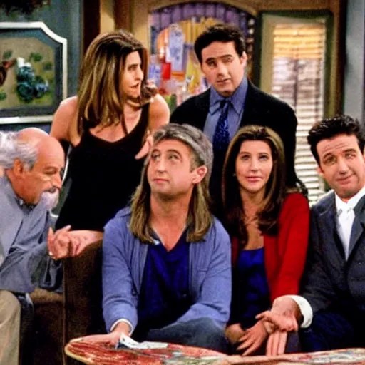 A Friends episode with Ross, Rachel and the others in Stable