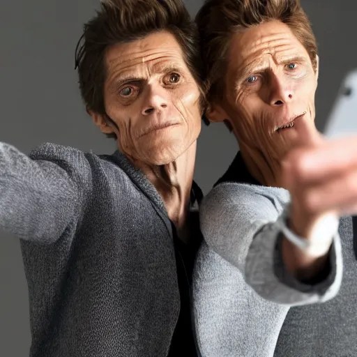 Willem Dafoe and Jerma taking a selfie together, Stable Diffusion