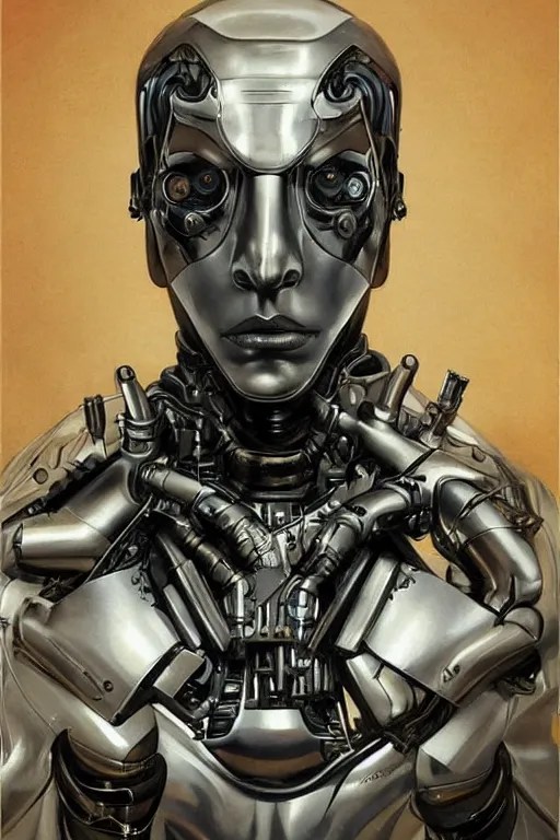 futurist half human half robot soldier, art by Stable Diffusion
