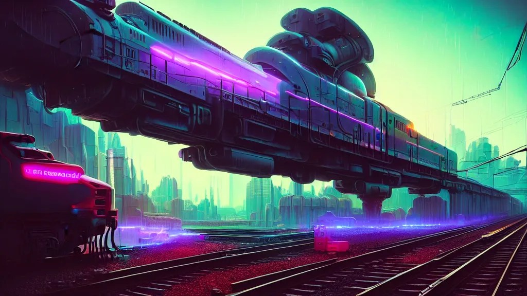 cyberpunk on railroad through beautiful Stable Diffusion OpenArt