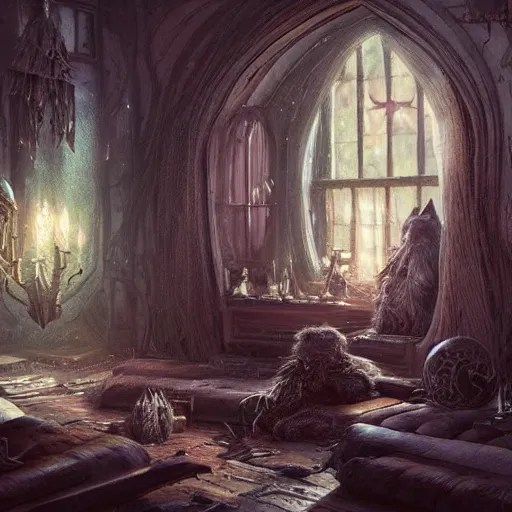 interior witch's house, fantasy art, in the style of Stable Diffusion