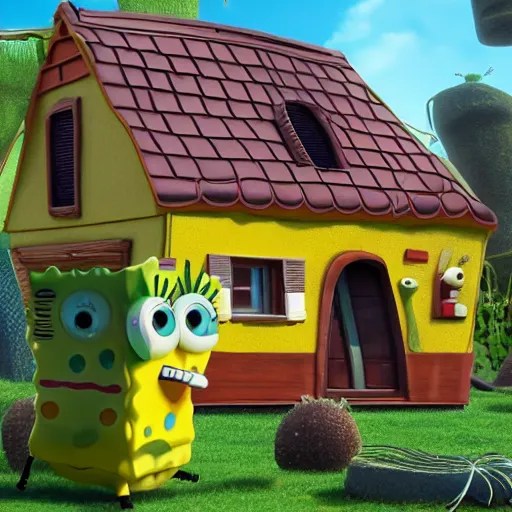 Realistic version of SpongeBob’s house 4k detail Stable Diffusion