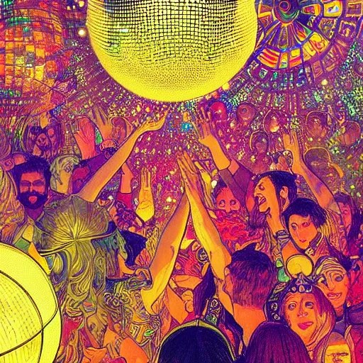 “An award winning fantasy disco ball illustration, Stable Diffusion
