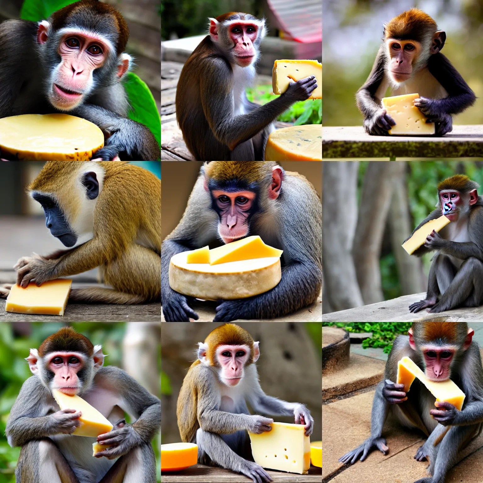 monkey eating cheese Stable Diffusion