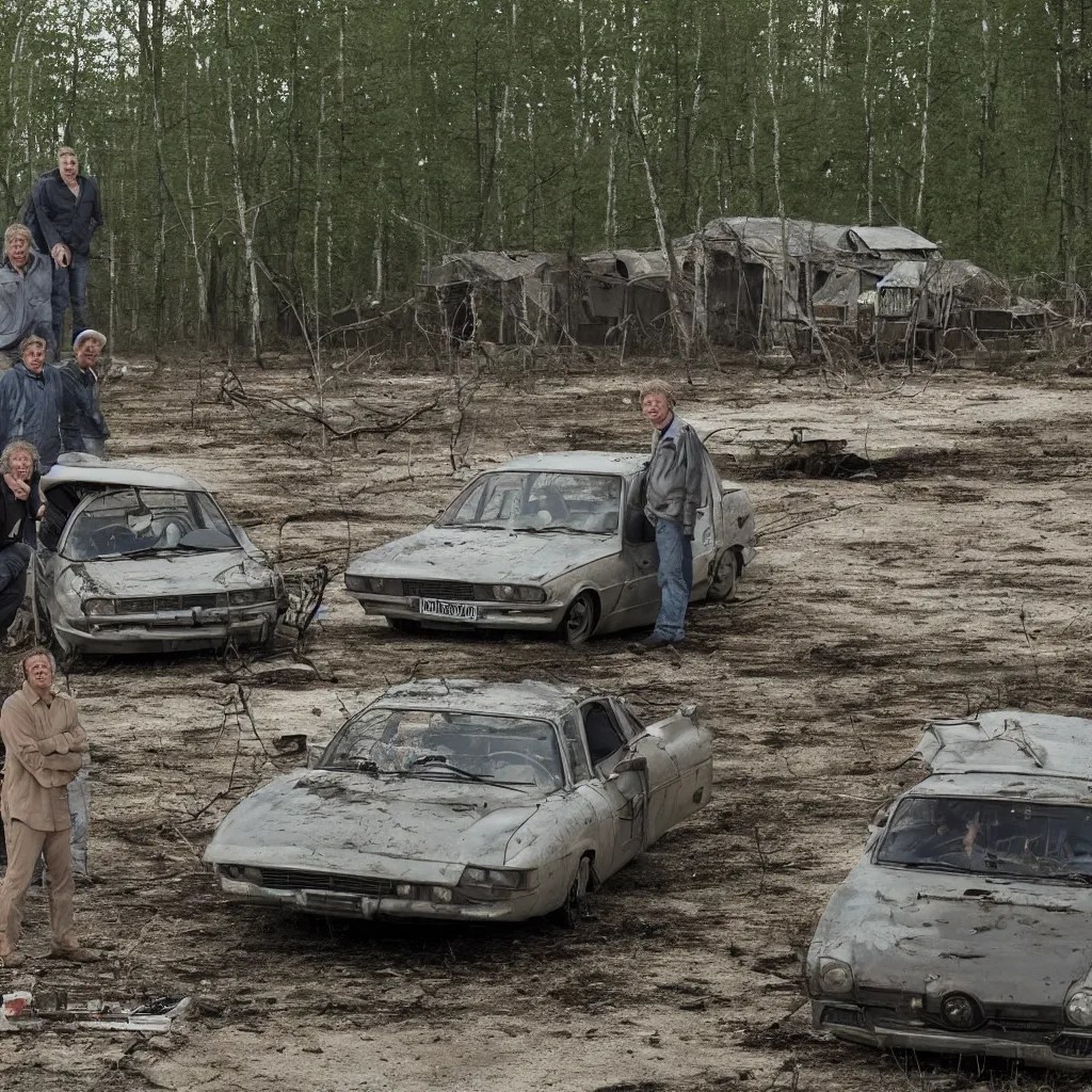top gear, jeremy clarkson, drifting in chernobyl zone, Stable Diffusion