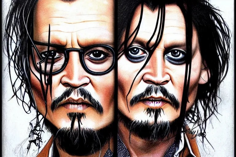 johnny depp face on a creature, by dave cavedraws, by Stable Diffusion OpenArt