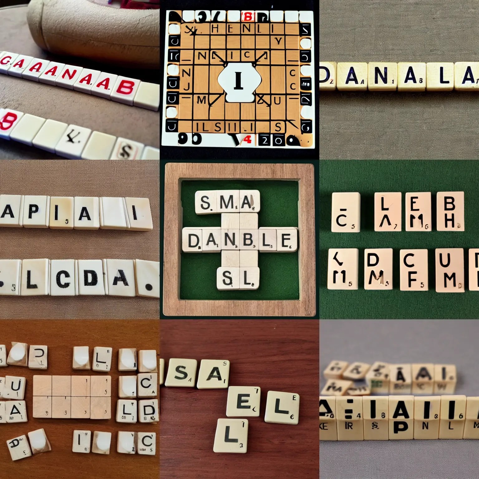 scrabble dental game, poor condition, eBay listing Stable Diffusion