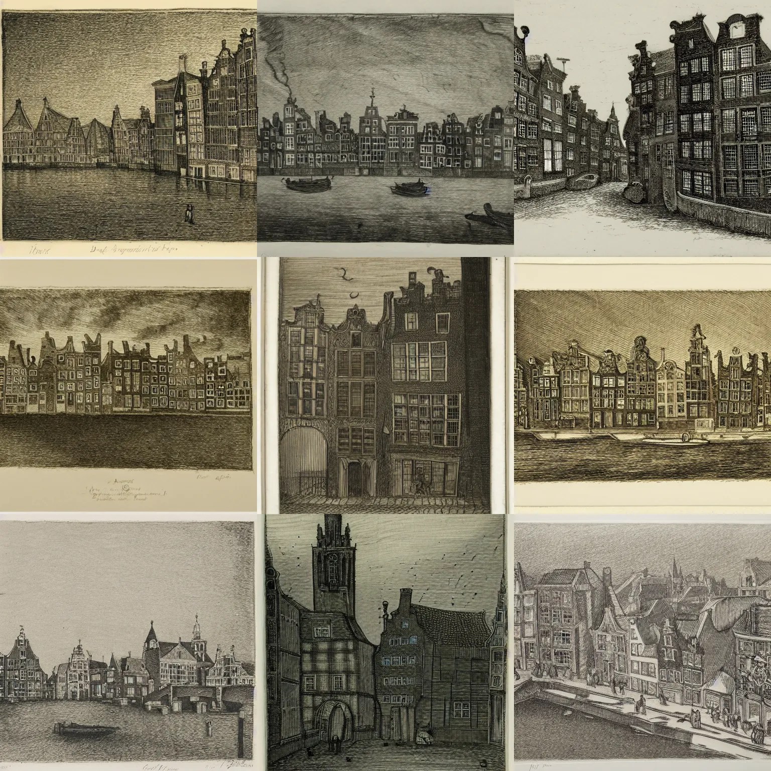 a drypoint etching of a 17th century Amsterdam Stable Diffusion OpenArt