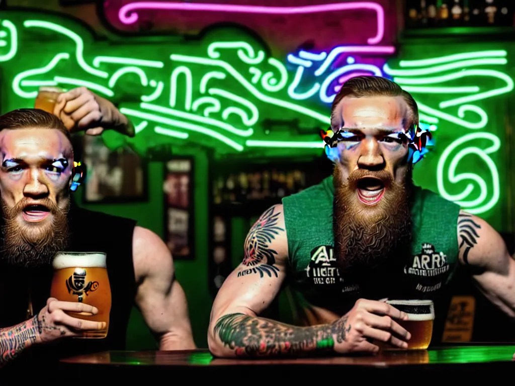 a well framed portrait of conor mcgregor drinking a Stable Diffusion OpenArt