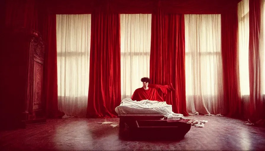 movie still of marcus aurelius, skinny, ill, in his Stable Diffusion