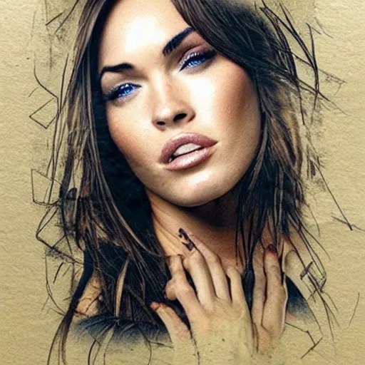 realistic tattoo sketch of megan fox face Stable Diffusion