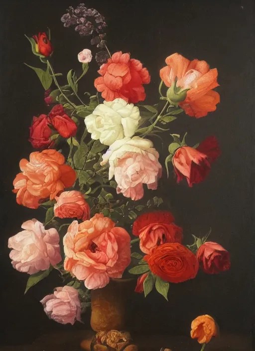 detailed dutch still life painting of flowers and Stable Diffusion