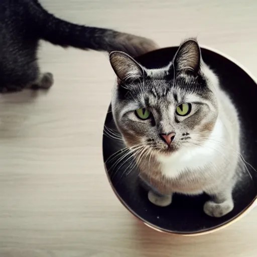 a cat yelling angrily because it's bowl is empty Stable Diffusion
