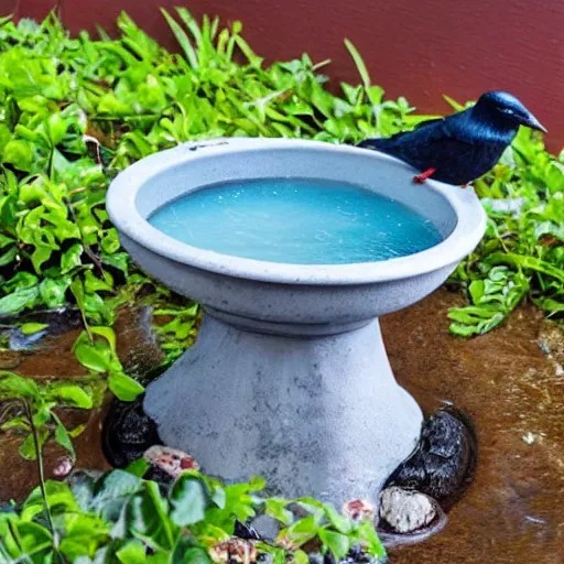 a bird bath with a bird in it Stable Diffusion OpenArt
