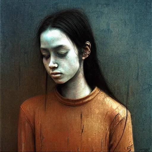 15 years old girl, painting by Beksinski Stable Diffusion OpenArt