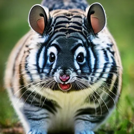a hybrid between a chinchilla and a tiger, Stable Diffusion OpenArt