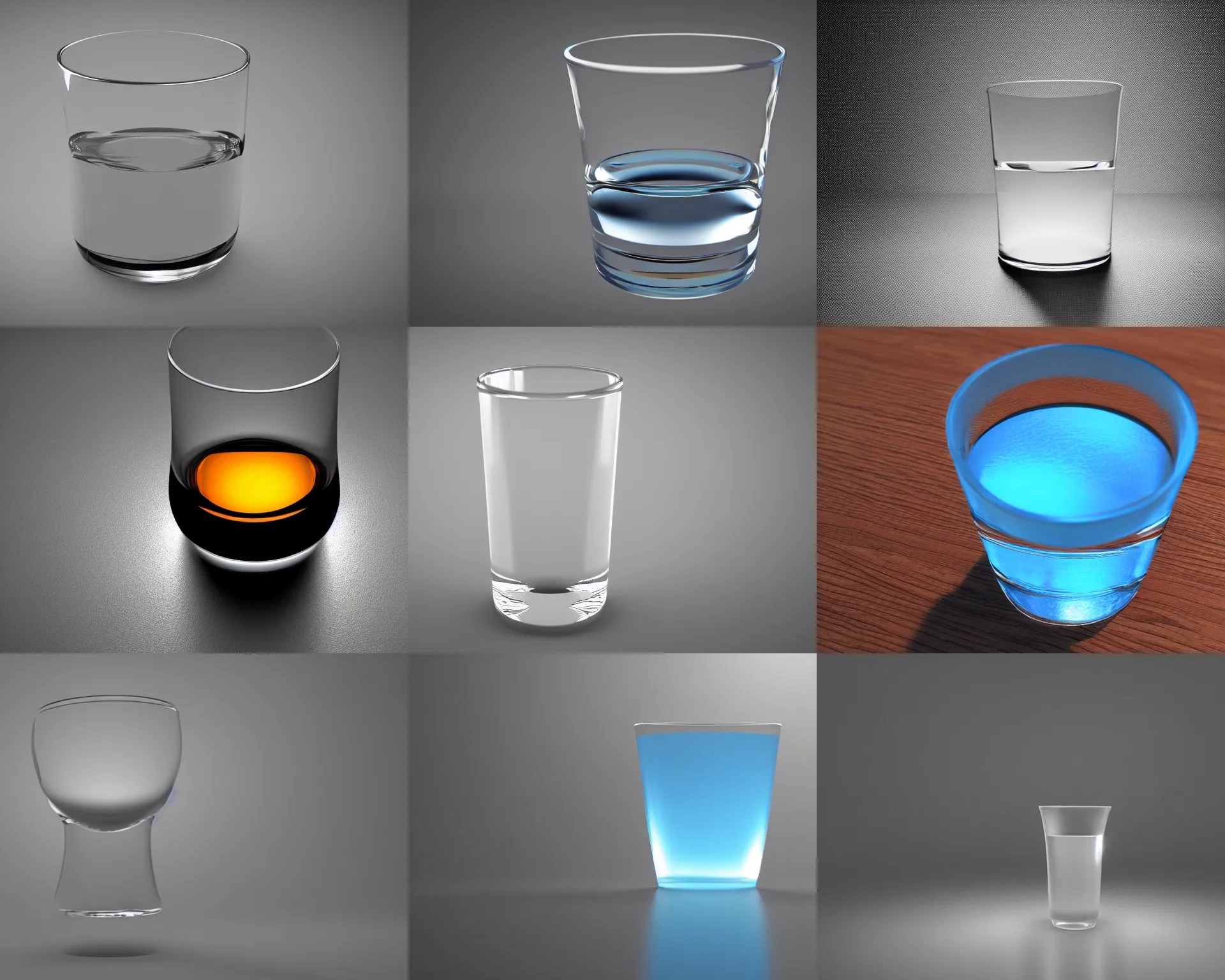 3D render of a glass of water, studio volumetric Stable Diffusion