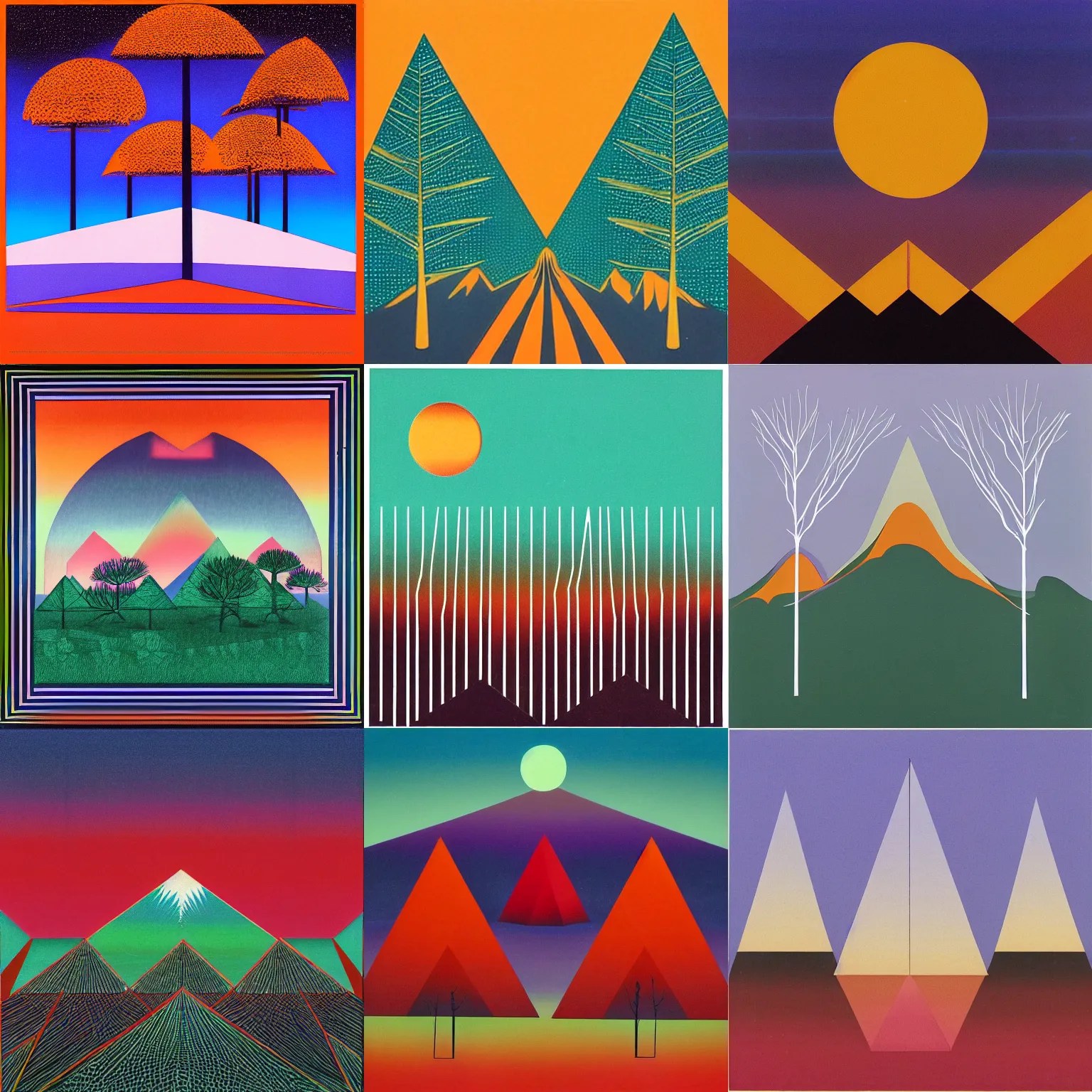Tangerine Dream Album Cover, geometric trees and Stable Diffusion