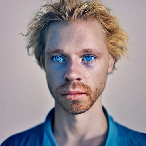 color portrait of a very ugly blue eyed blond male by Stable Diffusion