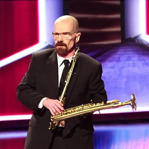 walter white playing the saxophone on america's got Stable Diffusion