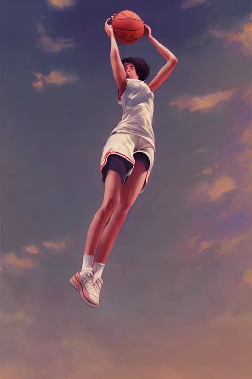 A ultradetailed beautiful panting of a girl dunking a Stable