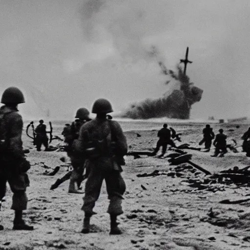 photo of dday, world war 2, Godzilla in distance, Stable Diffusion