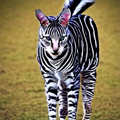 a feline zebra cat hybrid. animal photography, Stable Diffusion