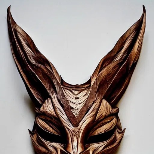 a beautiful kitsune mask carved in wood and made by Stable Diffusion