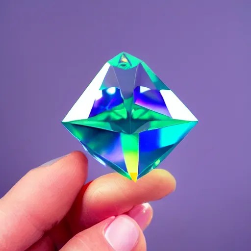 low poly iridescent transparent diamond, prism Stable Diffusion OpenArt
