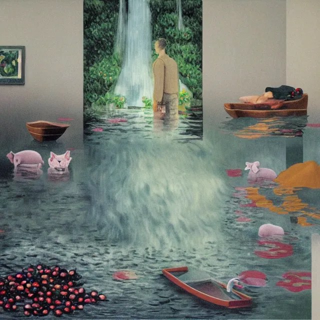 painting of flood waters inside an apartment, emo Stable Diffusion
