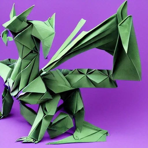 complex origami dragon, Stable Diffusion