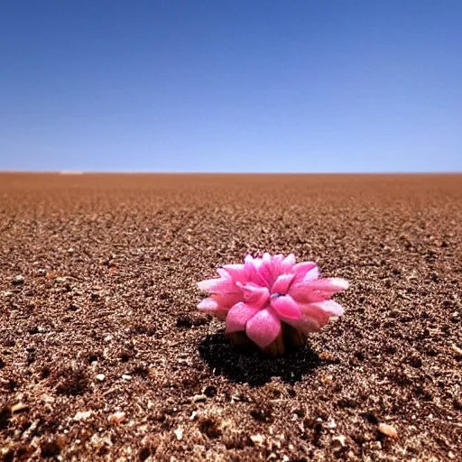 a single small pretty desert flower blooms in the Stable Diffusion