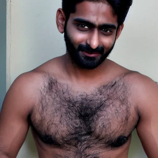 a hindi lad with hairy chest and armpits Stable Diffusion