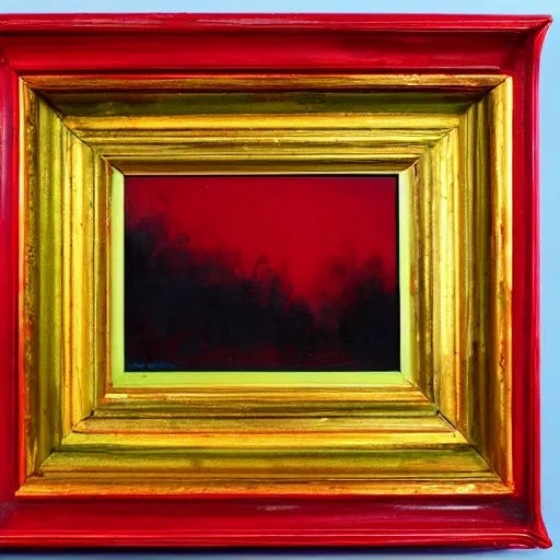 a horrific painting in a bright red frame Stable Diffusion OpenArt