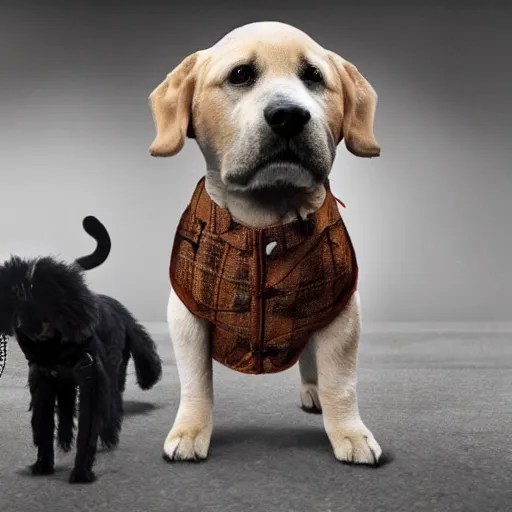 Cats and dogs wearing human clothes, award winning, Stable Diffusion