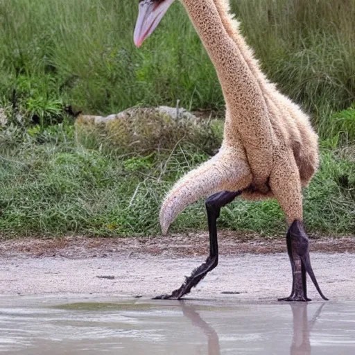 bipedal ostrich and crocodile hybrid animal, real Stable Diffusion