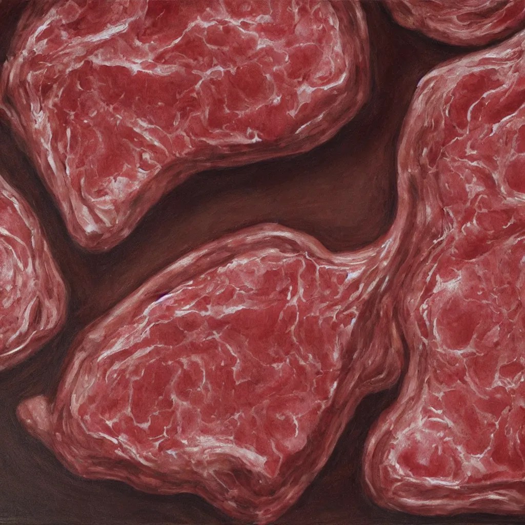 a painting made of beef flesh , 4K, photorealistic Stable Diffusion