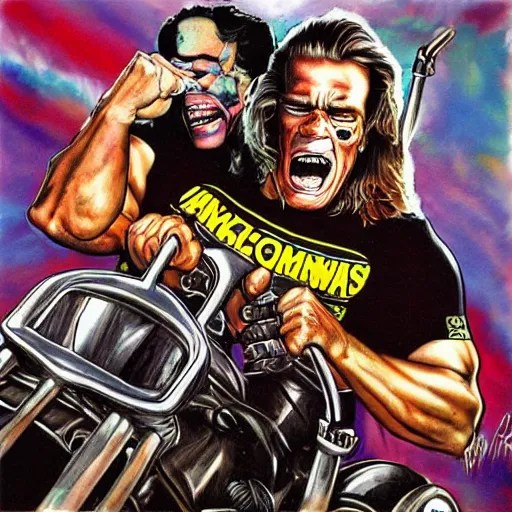 thrash metal album cover with arnold schwarzenegger Stable Diffusion