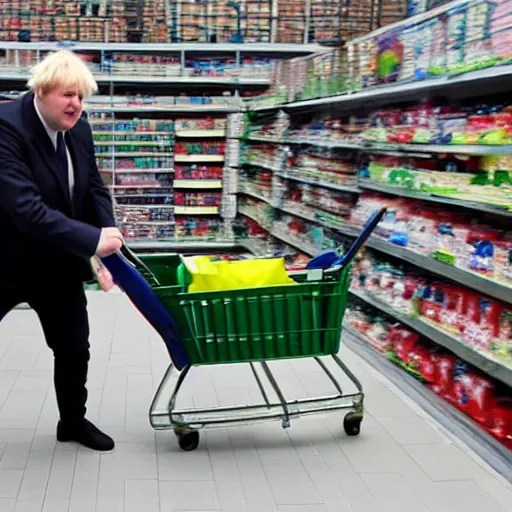 Wide Angle Photo of Boris Johnson doing Jackass Stable Diffusion