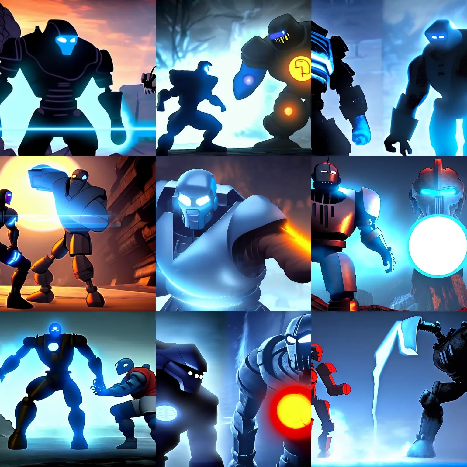 iron giant vs sub zero, unreal engine, epic battle, Stable