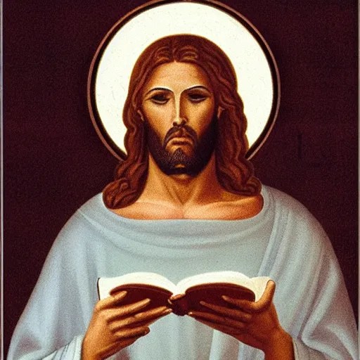 Jesus reading the Bible Detailed Face Stable Diffusion